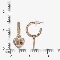 Juicy By Juicy Couture Gold Tone Charm Womens Crystal 38.6mm Heart Hoop Earrings