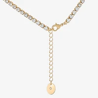 Juicy By Juicy Couture Gold Tone Script Womens Crystal 18 Inch Tennis Necklace