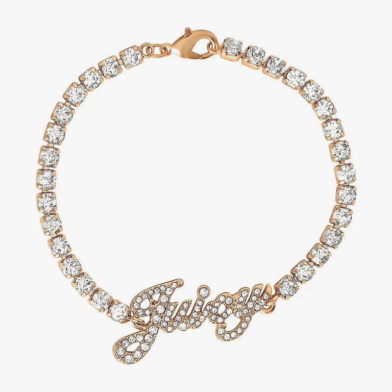 Juicy By Juicy Couture Gold Tone Pave Womens Crystal 7.5 Inch Tennis Bracelet