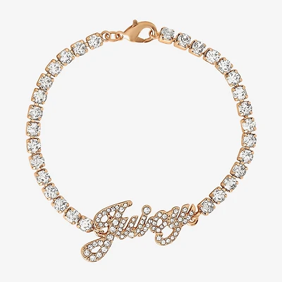 Juicy By Juicy Couture Gold Tone Pave Womens Crystal 7.5 Inch Tennis Bracelet