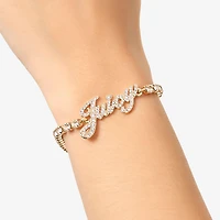 Juicy By Juicy Couture Gold Tone Pave Womens Crystal 7.5 Inch Tennis Bracelet
