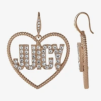 Juicy By Juicy Couture Gold Tone Womens Crystal Heart Drop Earrings