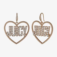 Juicy By Juicy Couture Gold Tone Womens Crystal Heart Drop Earrings