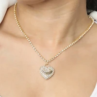 Juicy By Juicy Couture Gold Tone Pave Womens Crystal Alloy Heart 16 Inch Pendant Necklace
