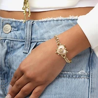 Juicy By Juicy Couture Gold Tone Womens Solid Crown Heart 7.5 Inch Link Bracelet