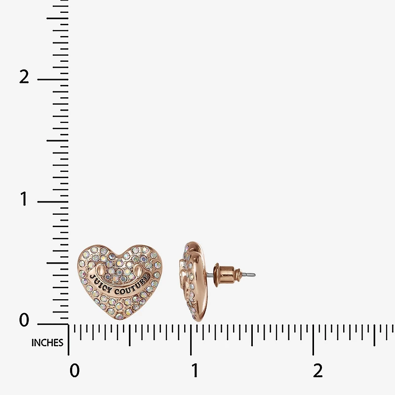 Juicy By Juicy Couture Gold Tone Pave Multi Color Crystal 5.1mm Heart Stud Earrings