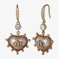 Juicy By Juicy Couture Gold Tone Womens Crystal Crown Heart Drop Earrings