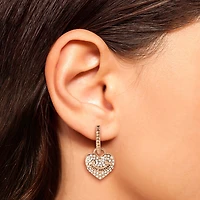 Juicy By Juicy Couture Gold Tone Charm Pave Womens Crystal 34.1mm Heart Hoop Earrings