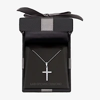 (H-I / I1) Womens 1/6 CT. T.W. Lab Grown White Diamond 10K Gold Cross 18 Inch Pendant Necklace