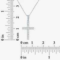 (H-I / I1) Womens 1/6 CT. T.W. Lab Grown White Diamond 10K Gold Cross 18 Inch Pendant Necklace