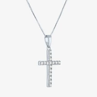 (H-I / I1) Womens 1/6 CT. T.W. Lab Grown White Diamond 10K Gold Cross 18 Inch Pendant Necklace