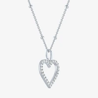 Yes, Please! Womens Lab Created White Sapphire Sterling Silver Heart Pendant