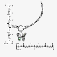 Bali Inspired Womens Genuine Multi Color Abalone Sterling Silver Butterfly Charm Bracelet