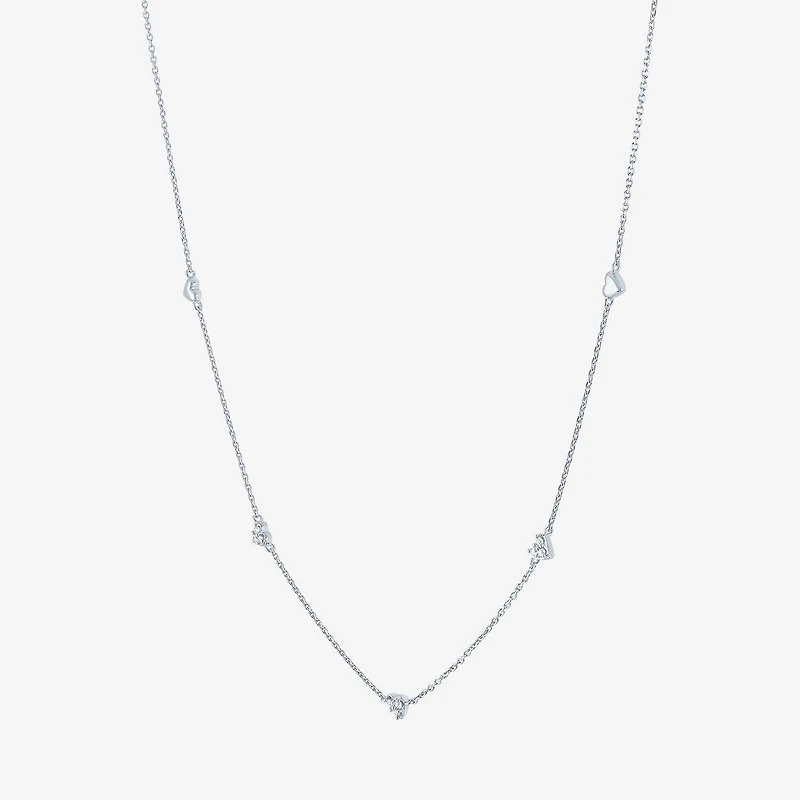 Diamond Addiction G-H / Si2-I1 Womens 1/10 CT. T.W. Lab Grown White Diamond Sterling Silver Heart 18 Inch Pendant Necklace