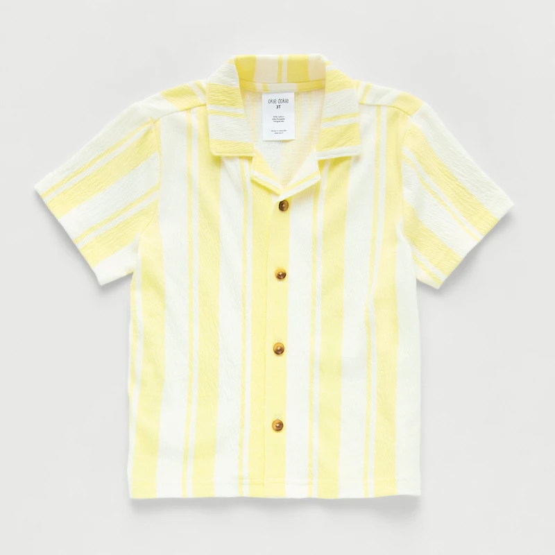 Okie Dokie Toddler & Little Boys Short Sleeve Knit Regular Fit Button-Down Shirt