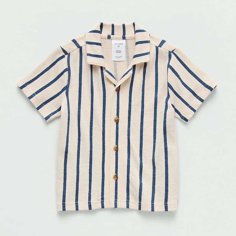 Okie Dokie Toddler & Little Boys Short Sleeve Knit Regular Fit Button-Down Shirt