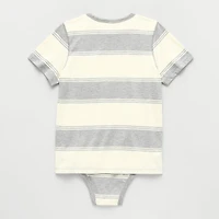 Thereabouts Little & Big Kid Boys Easy-on + Easy-off Adaptive Crew Neck Short Sleeve Bodysuit