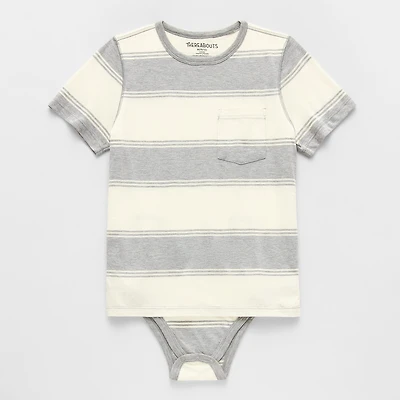 Thereabouts Little & Big Kid Boys Easy-on + Easy-off Adaptive Crew Neck Short Sleeve Bodysuit