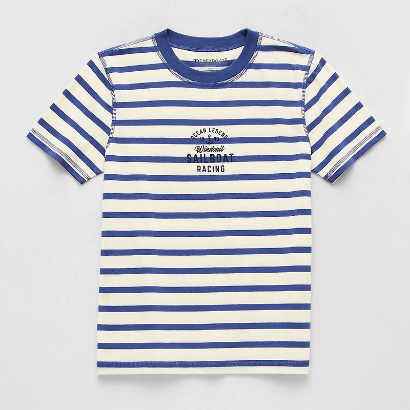 Thereabouts Little & Big Kid Boys Easy-on + Easy-off Sensory Friendly Crew Neck Short Sleeve Adaptive Regular Fit Graphic T-Shirt