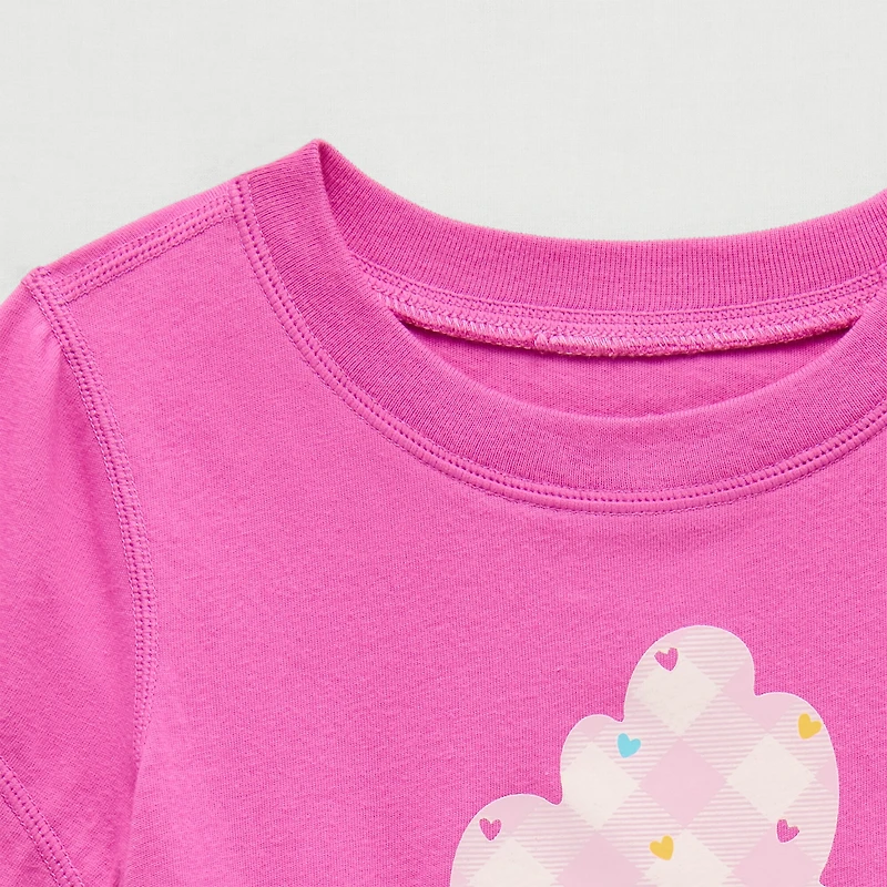 Okie Dokie Toddler Girls Round Neck Short Sleeve Adaptive Regular Fit Graphic T-Shirt