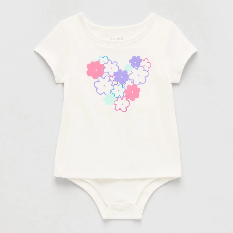 Okie Dokie Toddler Girls Hidden Access Opening Sensory Friendly Adaptive Round Neck Short Sleeve Bodysuit