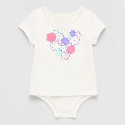Okie Dokie Toddler Girls Hidden Access Opening Sensory Friendly Adaptive Round Neck Short Sleeve Bodysuit