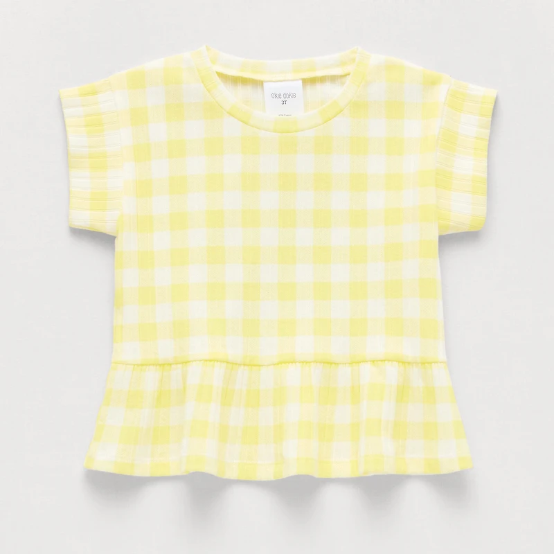Okie Dokie Toddler & Little Girls Round Neck Short Sleeve Peplum Top