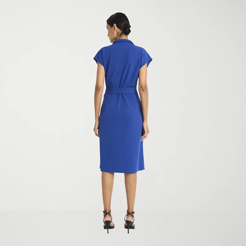 Clover And Sloane Womens Midi V Neck Sleeveless Cap Fit + Flare Dress