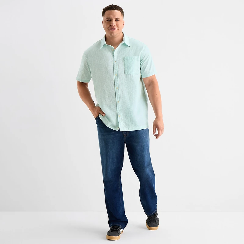 mutual weave Mens Short Sleeve Relaxed Fit Big and Tall Button-Down Shirt