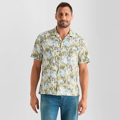 mutual weave Mens Short Sleeve Camp Shirt
