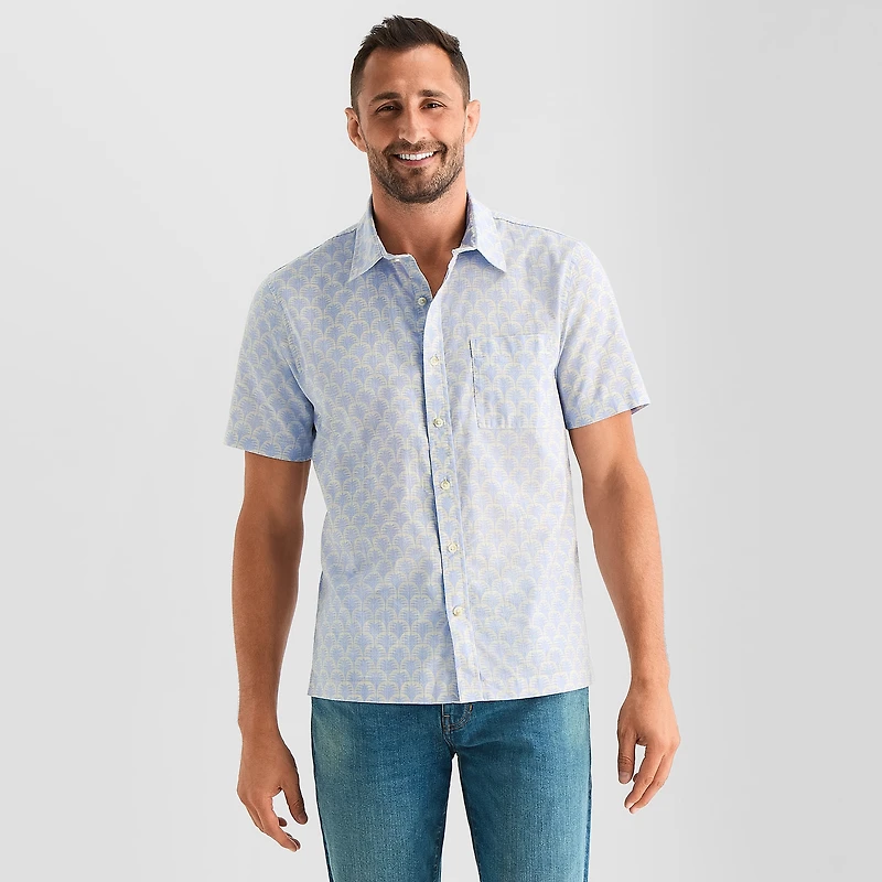 mutual weave Mens Short Sleeve Classic Fit Button-Down Shirt