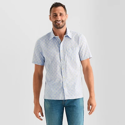mutual weave Mens Short Sleeve Classic Fit Button-Down Shirt