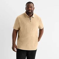 Shaquille O'Neal XLG™ Quarter Zip Big and Tall Mens Classic Fit Short Sleeve Polo Shirt