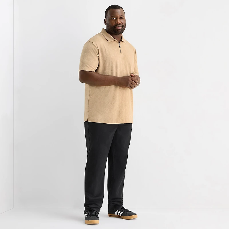 Shaquille O'Neal XLG™ Quarter Zip Big and Tall Mens Classic Fit Short Sleeve Polo Shirt