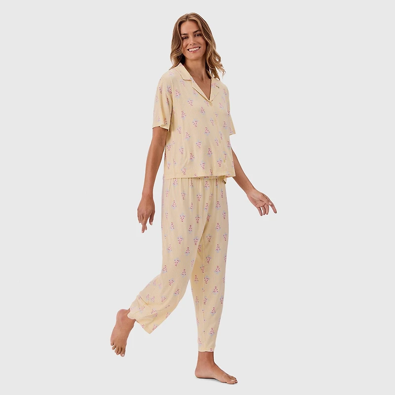 Martha Stewart Womens Short Sleeve 2-pc. Pajama Set