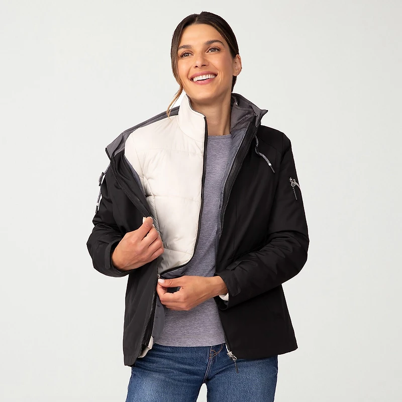 Free Country Womens Hooded Water Resistant Wind Heavyweight System Jacket