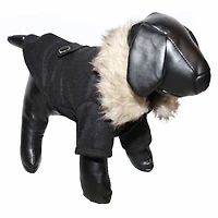 The Pet Life Buttoned 'Coast-Guard' Fashion Faux-Fur Collared Wool Coat