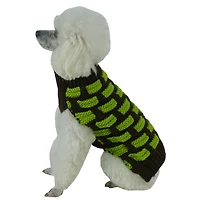 The Pet Life Fashion Weaved Heavy Knit Designer Ribbed Turtle Neck Dog Sweater