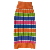 The Pet Life Tutti-Beauty Rainbow Heavy Cable Knitted Ribbed Designer Turtle Neck Dog Sweater