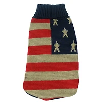 The Pet Life Patriot Independence Star Heavy Knitted Fashion Ribbed Turtle Neck Dog Sweater