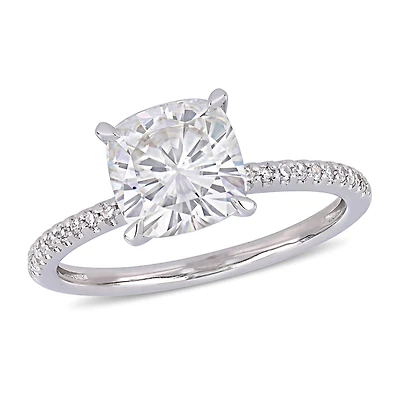 Womens 1/10 CT. T.W. White Moissanite 14K Gold Engagement Ring
