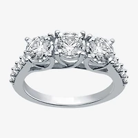 Love Lives Forever (G / Si1-Si2) Womens 1 1/2 CT. T.W. Lab Grown White Diamond 10K Gold Round 3-Stone Engagement Ring