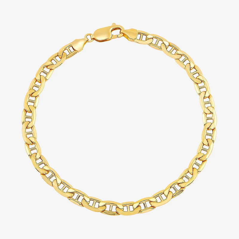 Made in Italy Mens 10K Gold Semisolid Link Chain Bracelet