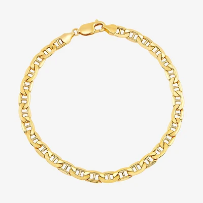 Made in Italy Mens 10K Gold Semisolid Link Chain Bracelet
