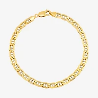 Made in Italy Mens 10K Gold Semisolid Link Chain Bracelet