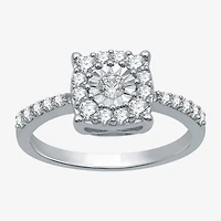 Womens 1/2 CT. T.W. Natural White Diamond Sterling Silver Halo Cocktail Ring