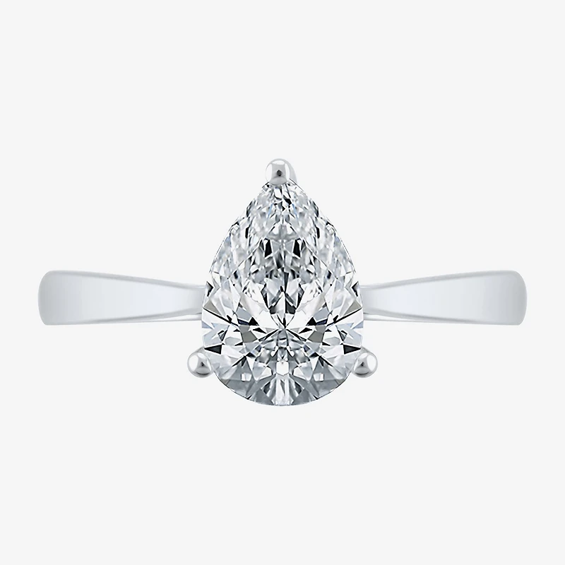 (H-I / SI2) Womens 1 1/2 CT. Lab-Grown White Diamond 14K Gold Pear Solitaire Engagement Ring