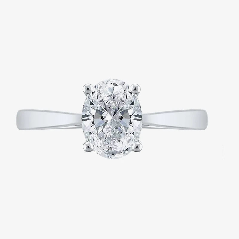 (H-I / SI2) Womens 1 1/2 CT. Lab-Grown White Diamond 14K Gold Oval Solitaire Engagement Ring