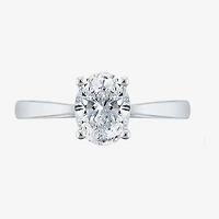 (H-I / SI2) Womens 1 1/2 CT. Lab-Grown White Diamond 14K Gold Oval Solitaire Engagement Ring
