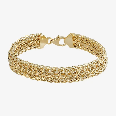 Womens 10K Gold Hollow Link Chain Bracelet